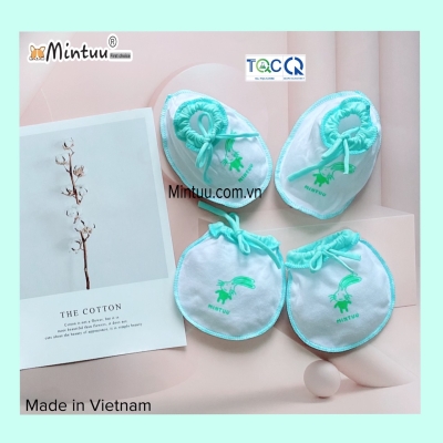 Bao tay chân cột dây trắng cho bé sơ sinh MINTUU