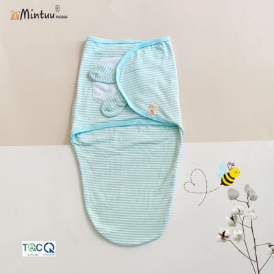 Ủ kén cho bé sơ sinh, chất liệu visco sọc dẻo, thương hiệu MINTUU