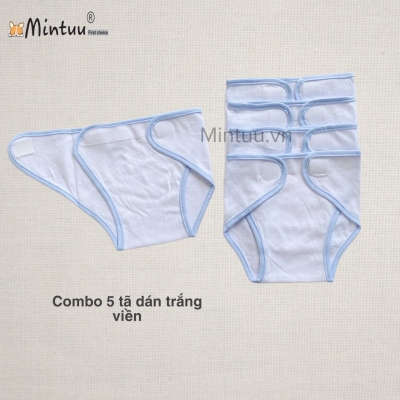 Set  5 tã  dán trắng viền sơ sinh MINTUU