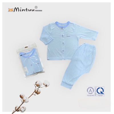 Bộ quần áo cài thẳng tay dài MINTUU vải sợi tre