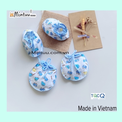 Bao tay chân cột dây in bông cho bé MINTUU