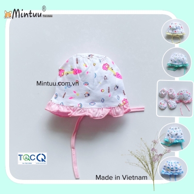 Mũ cột bèo bé gái MINTUU vải 100% cotton