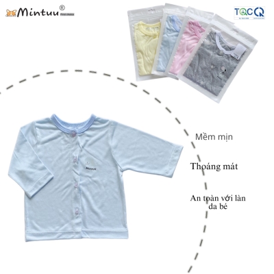 Áo sơ sinh cài giữa tay dài MINUU chất liệu vải sợi tre
