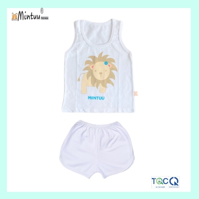 Bộ quần áo ba lỗ trắng bé trai MINTUU vải 100% cotton
