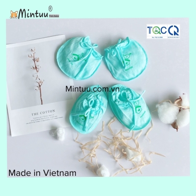 Bao tay chân cột dây màu cho bé MINTUU vải 100% cotton