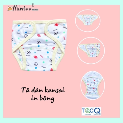 Set  5 tã dán sơ sinh in bông viền kansai  MINTUU