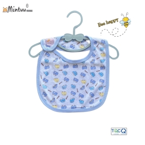 Yếm bấm nút vai in bông thương hiệu MINTUU, chất liệu vải 100% cotton