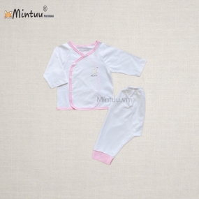 Bộ quần áo cài xéo tay dài MINTUU, vải 100% cotton 4 chiều