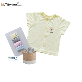 Áo sơ sinh cho bé cài giữa tay ngắn MINTUU vải sợi tre