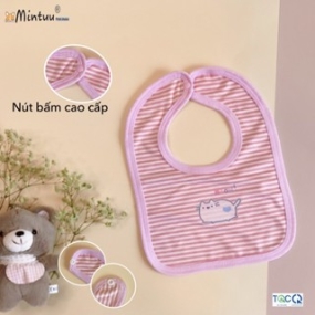 Yếm cho bé sơ sinh 0 -24 tháng bấm nút sau, chất liệu vải visco sọc dẻo, thương hiệu MINTUU
