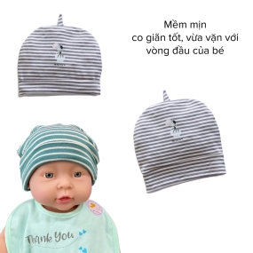 Nón chụp bé sơ sinh MINTUU  chất liệu visco dệt sọc cao cấp