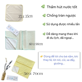 Tấm  lót  chống  thấm  sơ  sinh  MINTUU  vải  cotton  trần  bông