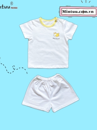 Bộ quần áo cài vai tay ngắn MINTUU vải 100% cotton 4 chiêu