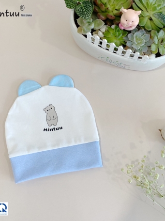 Mũ tai thỏ cho bé sơ sinh MINTUU vải 100% cotton 4 chiều