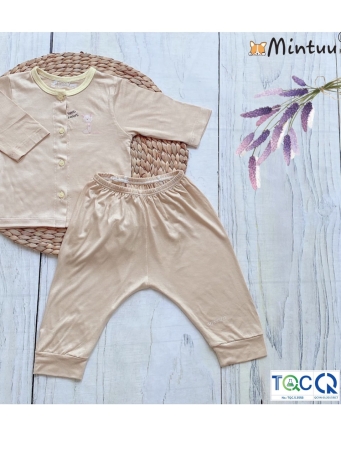 Bộ quần áo cài thẳng tay dài MINTUU vải sợi tre