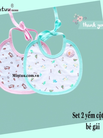 Yếm cột dây sơ sinh in bông MINTUU