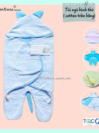 Túi ủ cho bé hình thú MINTUU vải cotton trần bông