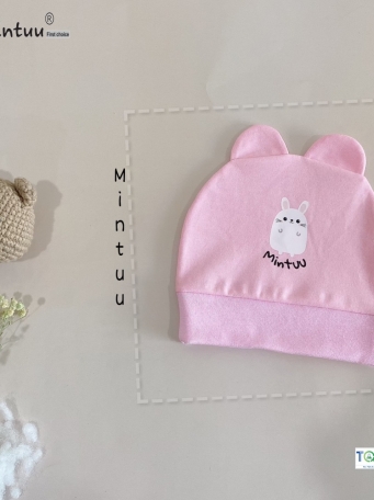 Mũ tai thỏ cho bé sơ sinh MINTUU vải 100% cotton 4 chiều