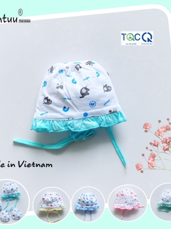 Mũ cột bèo bé gái MINTUU vải 100% cotton