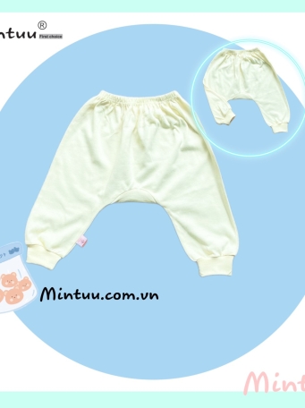 Quần đáy nêm, quần  đóng  bỉm màu gấu  bo sơ sinh MINTUU
