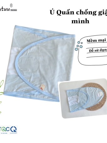 Ủ quấn chống giật mình bé sơ sinh vải visco sọc dẻo, thương hiệu MINTUU