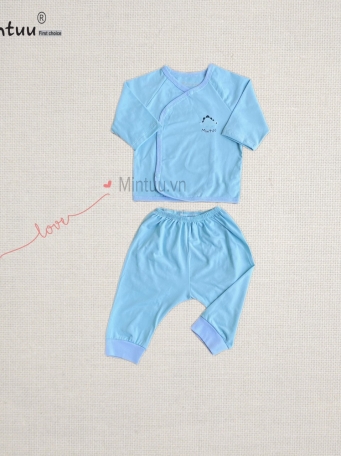 Bộ quần áo cài xéo tay dài MINTUU, vải 100% cotton 4 chiều