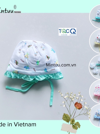 Mũ cột bèo bé gái MINTUU vải 100% cotton