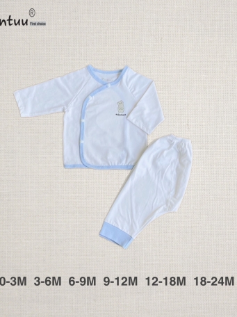 Bộ quần áo cài xéo tay dài MINTUU, vải 100% cotton 4 chiều