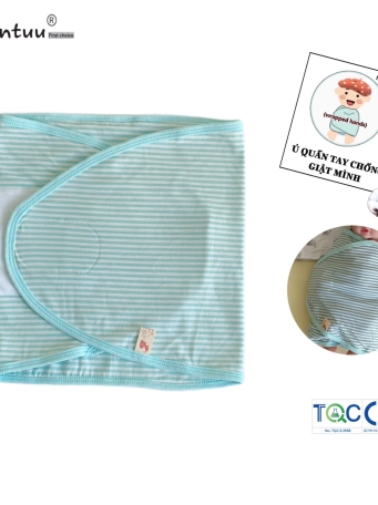 Ủ quấn chống giật mình bé sơ sinh vải visco sọc dẻo, thương hiệu MINTUU