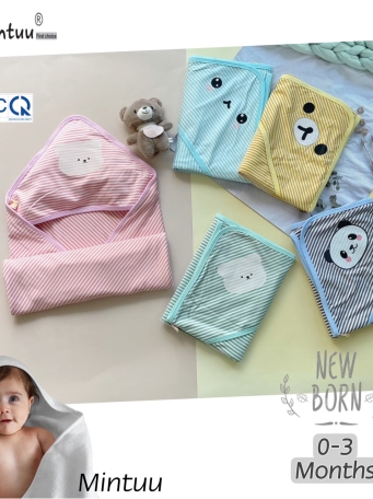 Chăn choàng ủ cho bé sơ sinh chất liệu visco sọc dẻo, thương hiệu MINTUU
