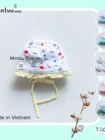 Mũ cột bèo bé gái MINTUU vải 100% cotton