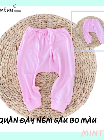 Quần đáy nêm, quần  đóng  bỉm màu gấu  bo sơ sinh MINTUU