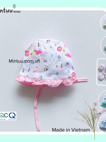 Mũ cột bèo bé gái MINTUU vải 100% cotton