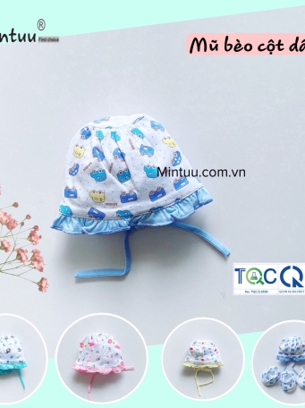 Mũ cột bèo bé gái MINTUU vải 100% cotton