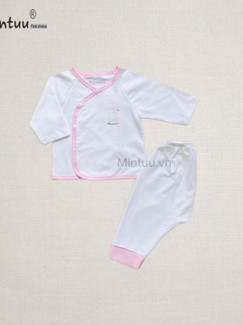 Bộ quần áo cài xéo tay dài MINTUU, vải 100% cotton 4 chiều