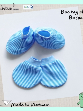 Bao tay chân sơ sinh bo sọc  màu MINTUU