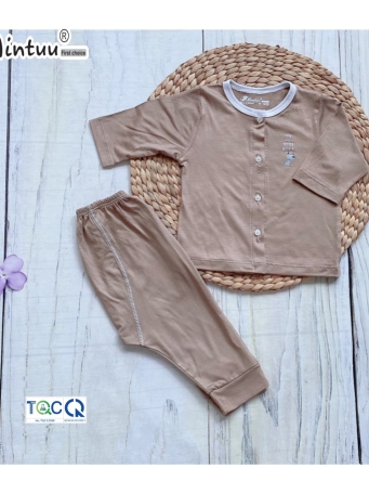 Bộ quần áo cài thẳng tay dài MINTUU vải sợi tre