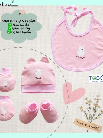 Combo mũ - yếm  - bao  tay chân cho bé MINTUU  vải cotton  4 chiều  cao  cấp