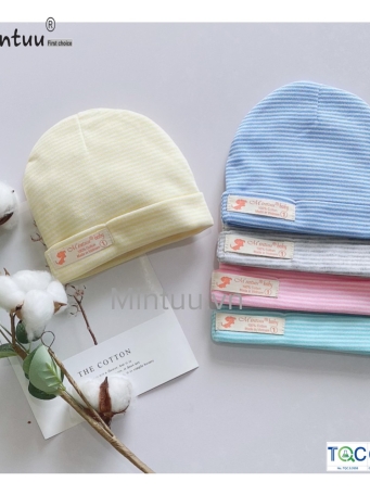 Mũ 2 lớp sọc màu sơ sinh MINTUU