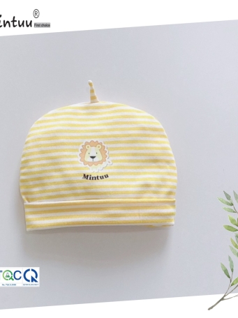 Nón chụp bé sơ sinh MINTUU  chất liệu visco dệt sọc cao cấp