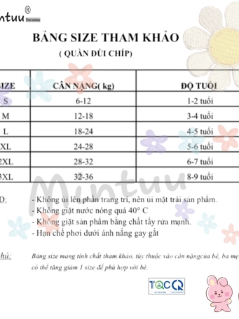Quần đùi chíp in hình cho bé gái chất liệu vải sợi tre,  thương hiệu MINTUU