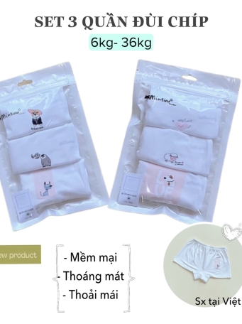 Quần đùi chíp in hình cho bé gái chất liệu vải sợi tre,  thương hiệu MINTUU